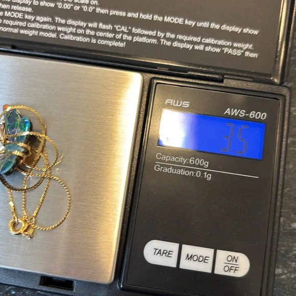 Black Opal, Diamond, and 14k Gold Butterfly Necklace - Picture 6 of 6